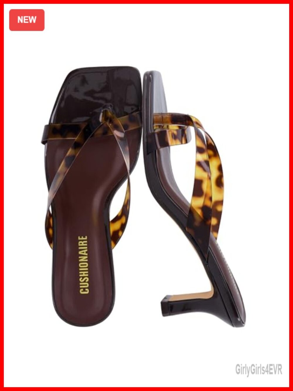 CUSHIONAIRE Women's Shana Heeled Thong Sandals Square Toe Cushioned Insole Slip